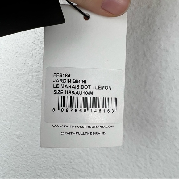 FAITHFULL THE BRAND Jardin Bikini Top in Le Marais Dot, Lemon Yellow, M, NWT! - Picture 4 of 6